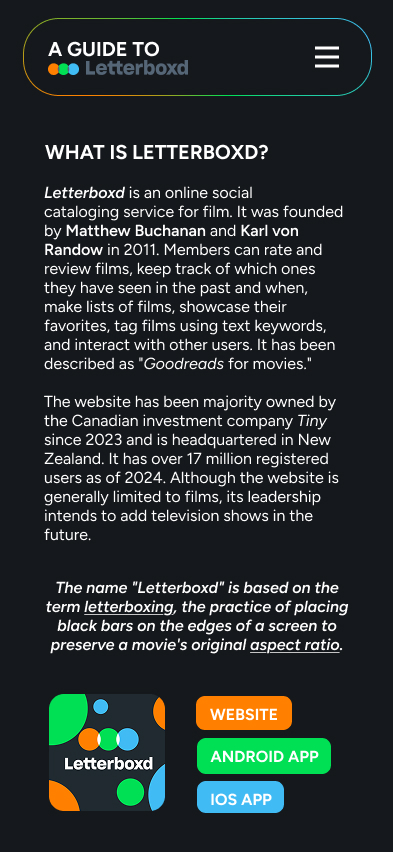 Mobile Intro Page